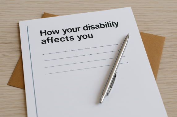 What is included in the PIP2 “How your disability affects you” form